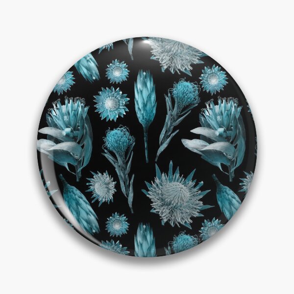 Aperçu de l'œuvre Teal Botanical sur fond noir créée et vendue par Lesley Fitzpatrick.