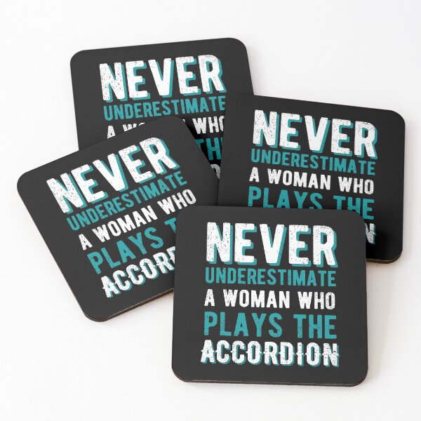 Item preview, Never Underestimate a Woman Who Plays the Accordion Distressed Font designed and sold by SavageMyrtle.