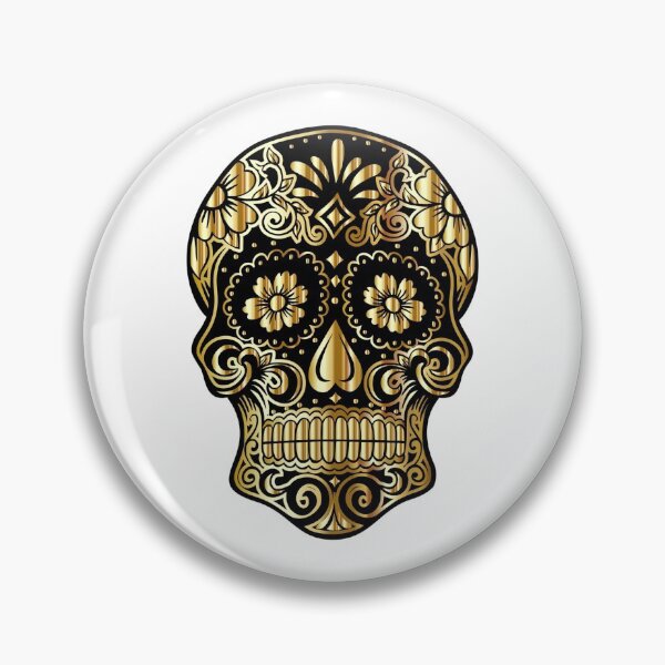 Item preview, Black and Gold Calavera Sugar Skull designed and sold by WakeNBake-Tees.
