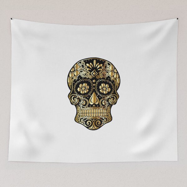 Item preview, Black and Gold Calavera Sugar Skull designed and sold by WakeNBake-Tees.