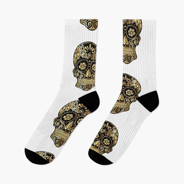 Item preview, Black and Gold Calavera Sugar Skull designed and sold by WakeNBake-Tees.