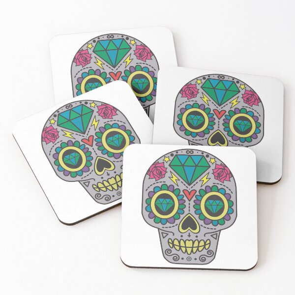 Item preview, Gray Cartoon Calavera Sugar Skull designed and sold by WakeNBake-Tees.