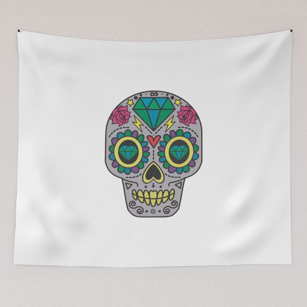 Item preview, Gray Cartoon Calavera Sugar Skull designed and sold by WakeNBake-Tees.