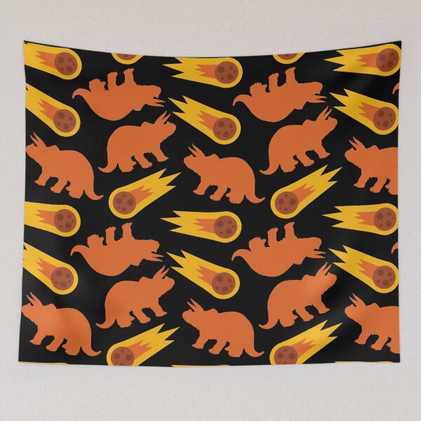 Item preview, Dinosaur and volcano falling meteors designed and sold by PrintsyGal.