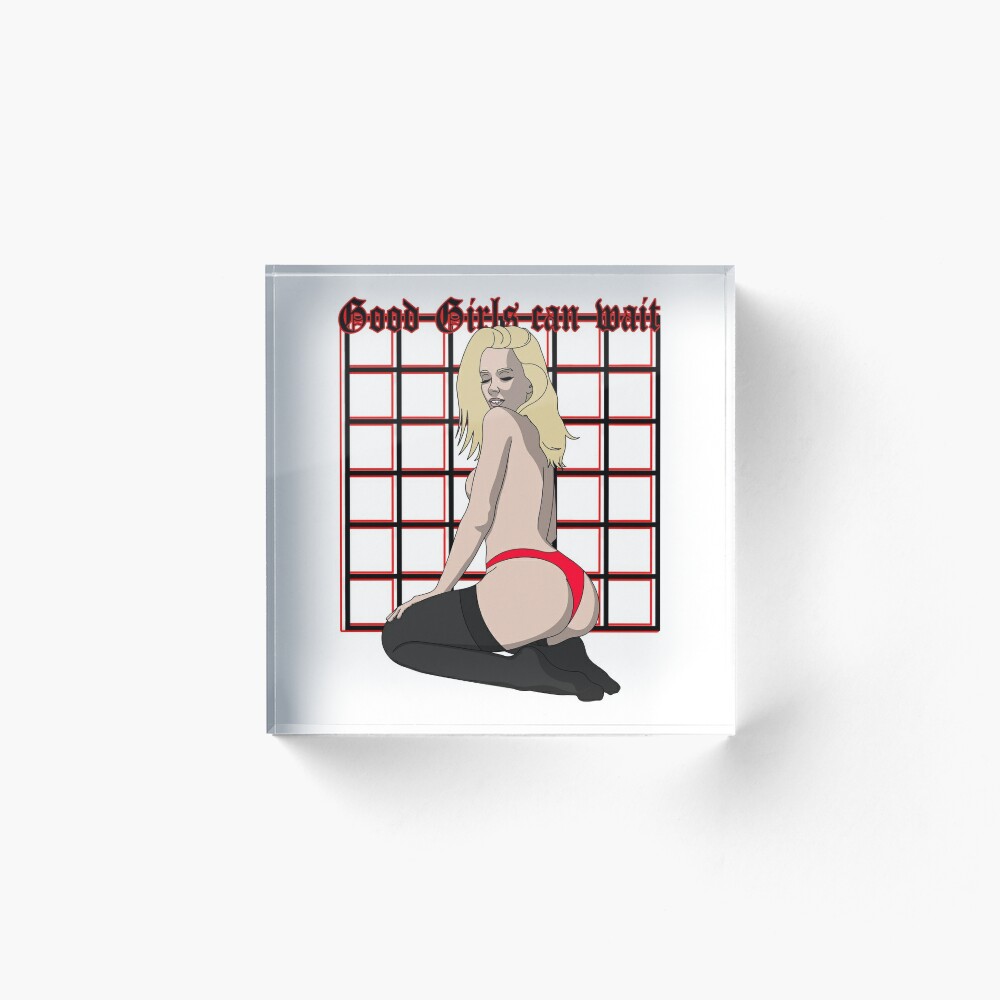 Impression rigideundefined avec lœuvre « Les bonnes filles peuvent attendre illustration de fille bdsm bondage chaud » de lartiste ProdbyNiECO Redbubble photo image