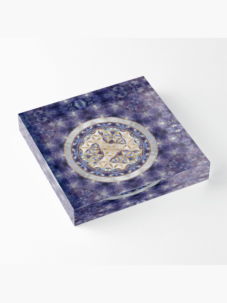 Alternate view of Antahkarana in Flower of Life - Amethyst and Pearl Acrylic Block