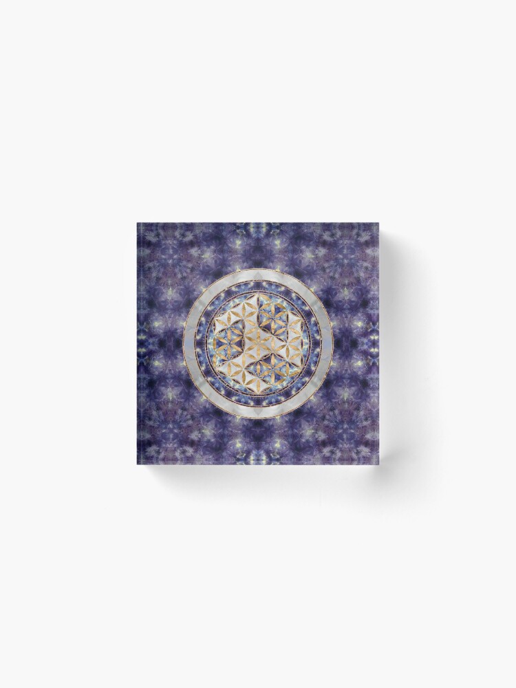 Alternate view of Antahkarana in Flower of Life - Amethyst and Pearl Acrylic Block