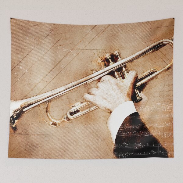 Item preview, Trumpet #trumpet music art gold and black designed and sold by JBJart.