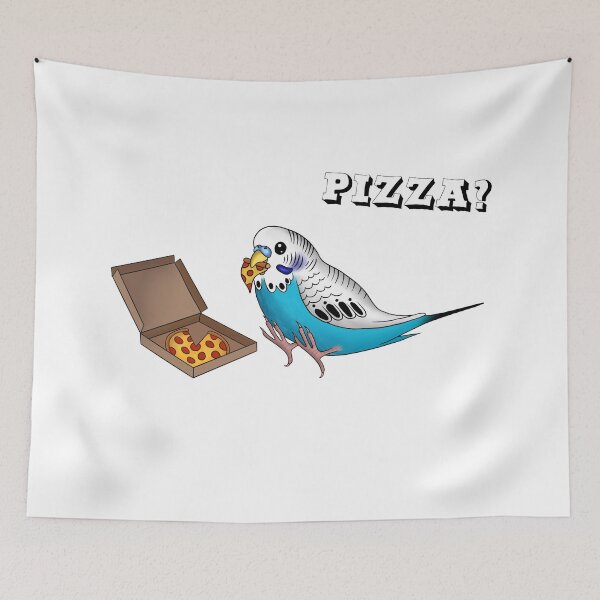 Item preview, Pizzatime! Budgie eats pizza designed and sold by DieVogelfamilie.