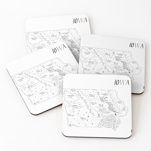 Item preview, Iowa as a fantasy map - black and white designed and sold by aldayuan.