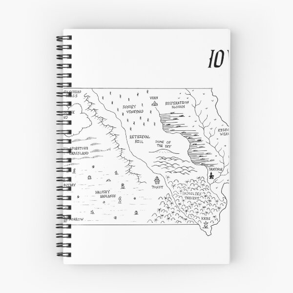 Item preview, Iowa as a fantasy map - black and white designed and sold by aldayuan.