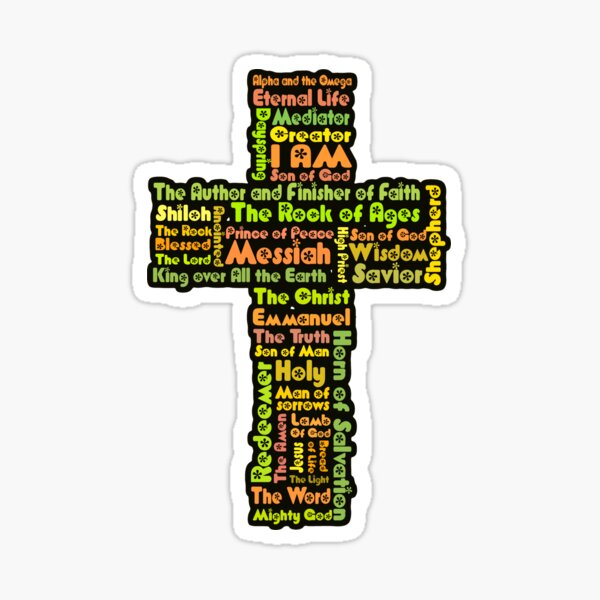 Funky Retro Names Of Jesus Sticker For Sale By Alondra Redbubble