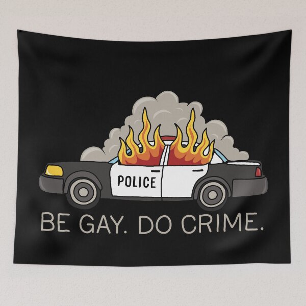 Item preview, Burning cop car - Be Gay Do Crime designed and sold by ValentinaHramov.