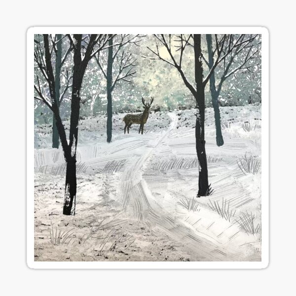 Stag In The Snow Sticker