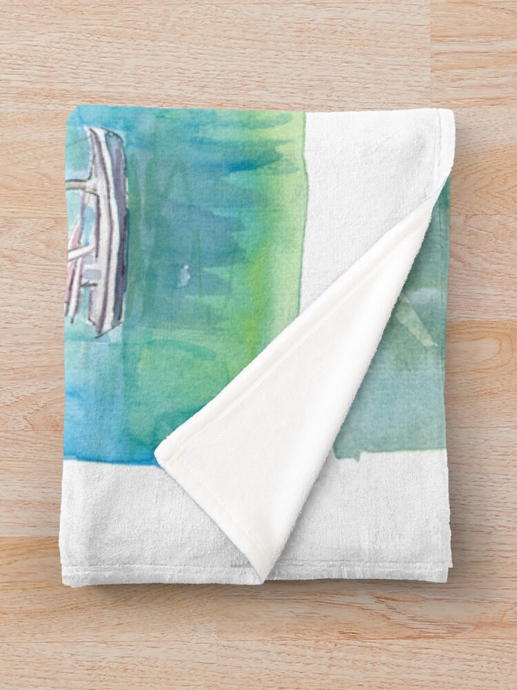 Thumbnail 3 of 6, Throw Blanket, Charlotte Amalie View From Water with Boats designed and sold by artshop77.