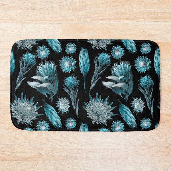 Item preview, Teal Botanical on Black Background designed and sold by Lesley Fitzpatrick.