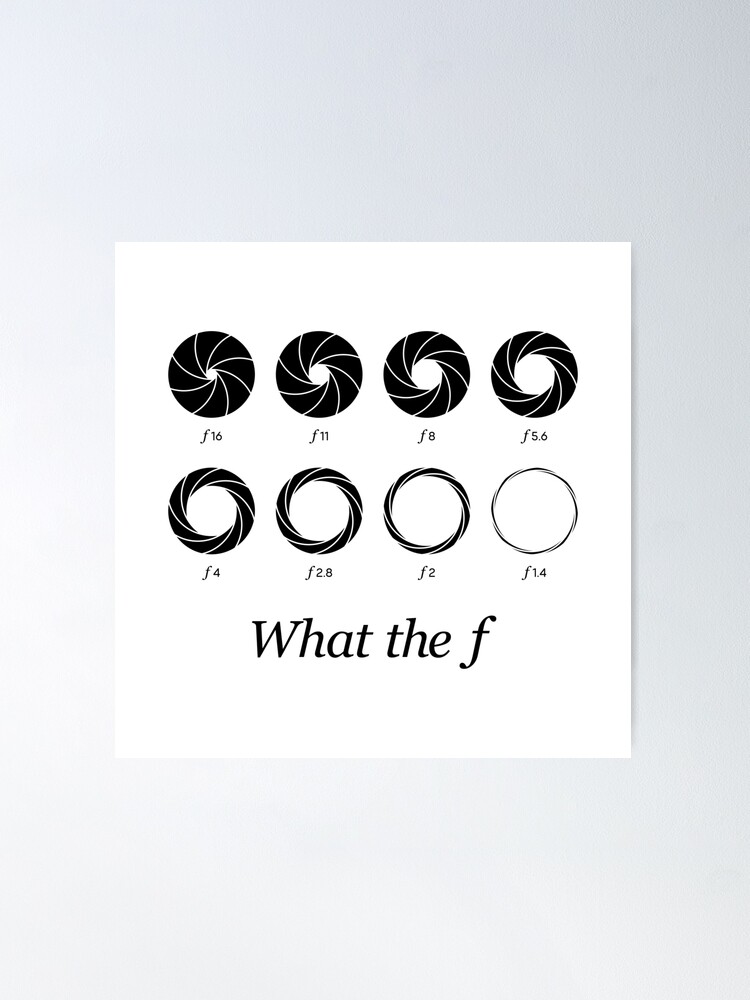 What the f - Camera Lens Aperture f16 to f1.4 (On White) Poster for Sale  by STUDIO-72