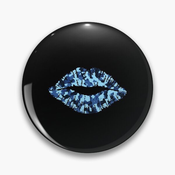Item preview, Blue and Black Camouflage Kiss Lips designed and sold by NECHSTORE.