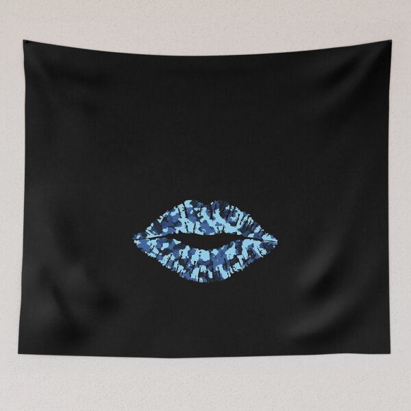 Item preview, Blue and Black Camouflage Kiss Lips designed and sold by NECHSTORE.