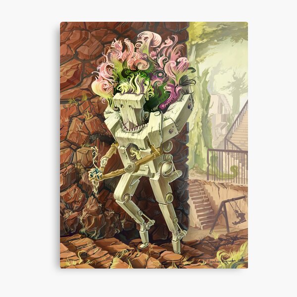 Wooden Robot Metal Print