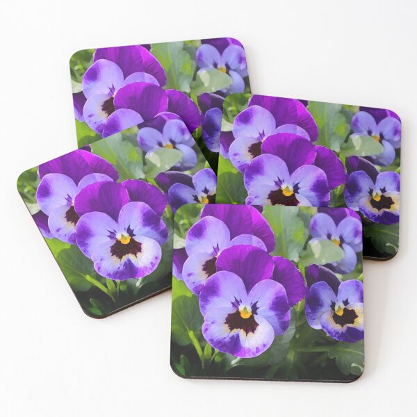 Purple Pansy Coasters (Set of 4)