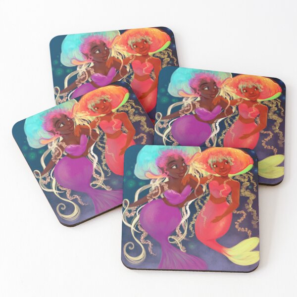 Item preview, Colorful Black Jellyfish Mermaids  designed and sold by Patricia Grannum.