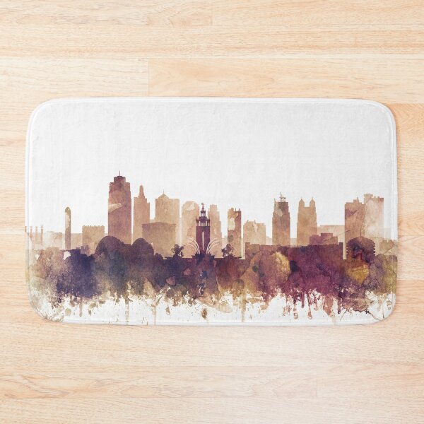 Artikelvorschau, Kansas City Skyline Aquarell Orange Lila von Zouzounio Art entworfen und verkauft von zouzounioart.