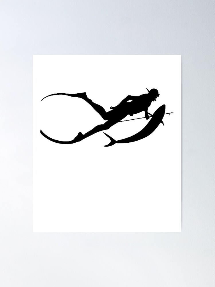 Spearfishing Diver Spear' Poster, picture, metal print, paint by Phil