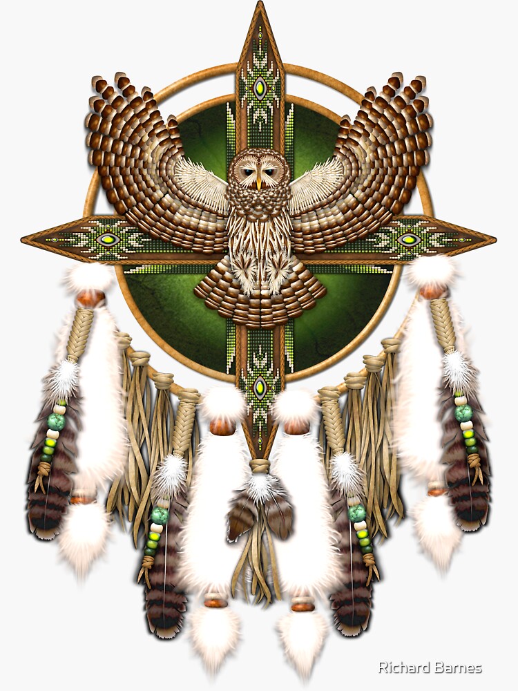 barred-owl-native-american-mandala-sticker-for-sale-by-naumaddicarts