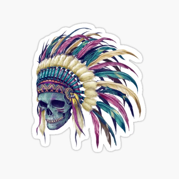 Native Skull Headdress Sticker