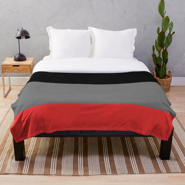 Stylish Black, Grey And Red Throw Blanket