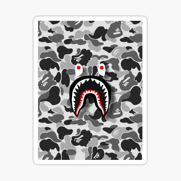 Black Bape Camo Shark Stickers | Redbubble