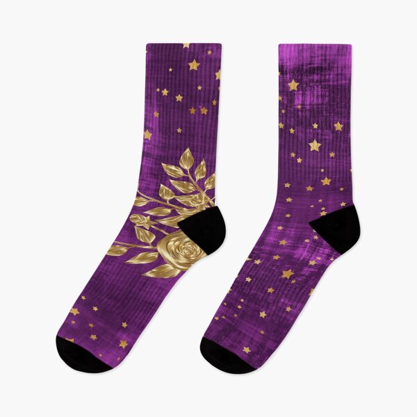 Aperçu de l'œuvre ILLUSTRATION VIOLETTE AVEC FLEURS ET ETOILES D'OR créée et vendue par NADAYA.