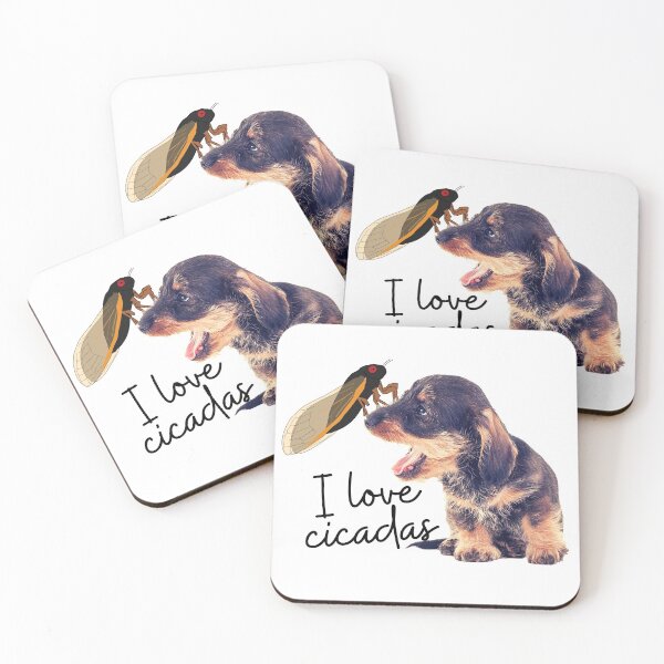 Item preview, Cute Duchshund Dog Loves Cicada Bug designed and sold by Schka.