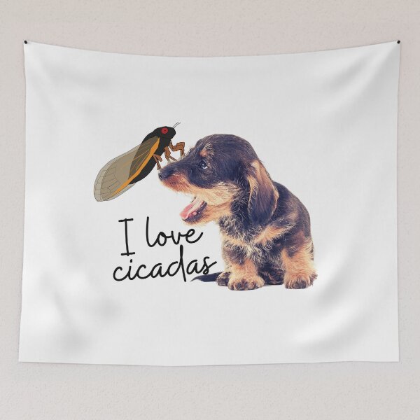 Item preview, Cute Duchshund Dog Loves Cicada Bug designed and sold by Schka.