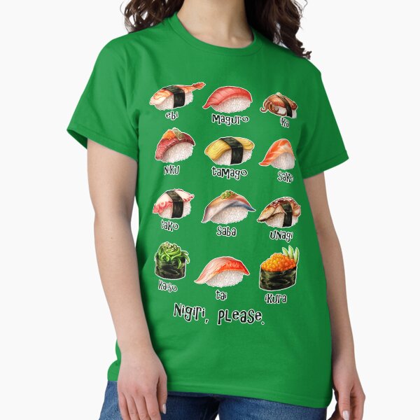Aperçu de l'œuvre Nigiri, s'il vous plaît - Le menu de sushi que vous pouvez porter! créée et vendue par iKiska.