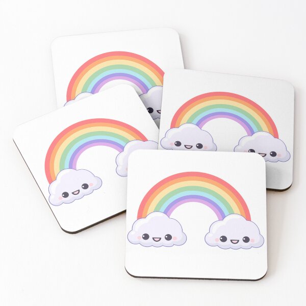Item preview, Rainbow and Cute Smiling Clouds  designed and sold by DIBUJOS2021.