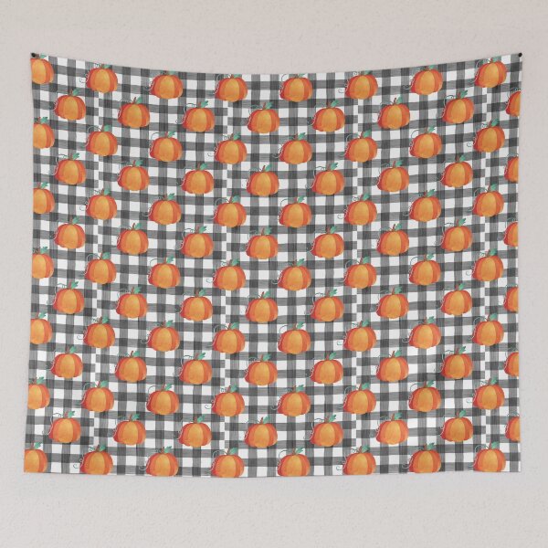Item preview, Hello Fall - Watercolor Pumpkins on Black Buffalo Checker Gingham designed and sold by KrisInStitches.