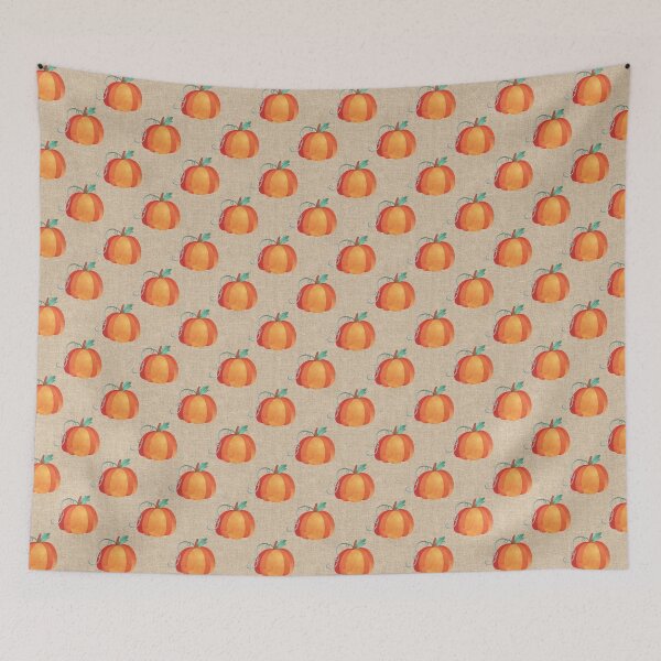 Item preview, Hello Fall - Watercolor Pumpkins on Tan Linen Burlap Texture designed and sold by KrisInStitches.