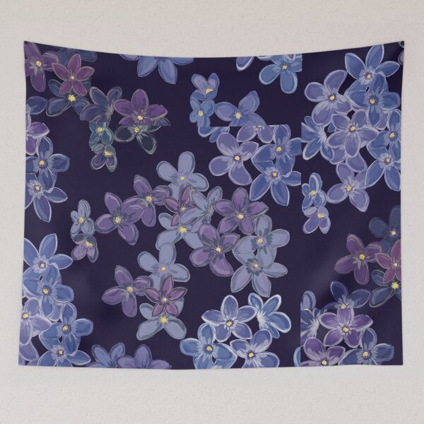 Item preview, Dark blue floral pattern lilac lilac designed and sold by Luaillustration.