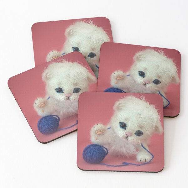 Item preview, Cute white kitten with blue ball designed and sold by olena2552.