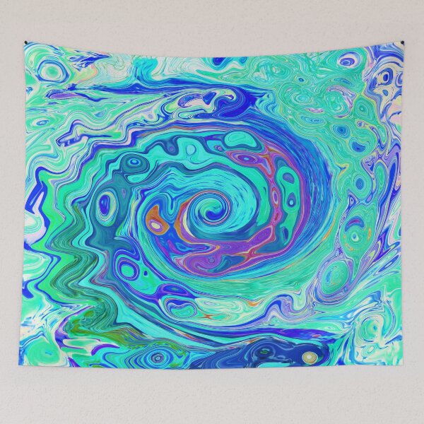 Item preview, Groovy Abstract Ocean Blue and Green Liquid Swirl designed and sold by myrubiogarden.