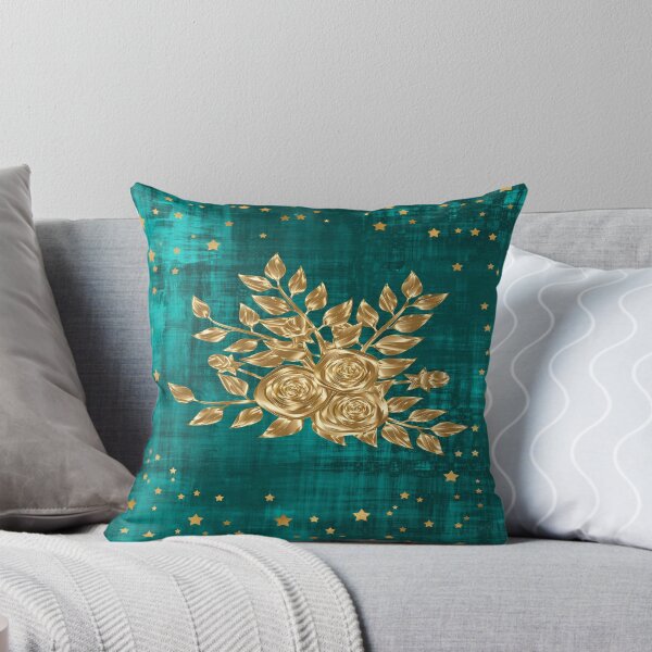 Item preview, GREEN ILLUSTRATION WITH FLOWERS AND GOLD STARS designed and sold by NADAYA.