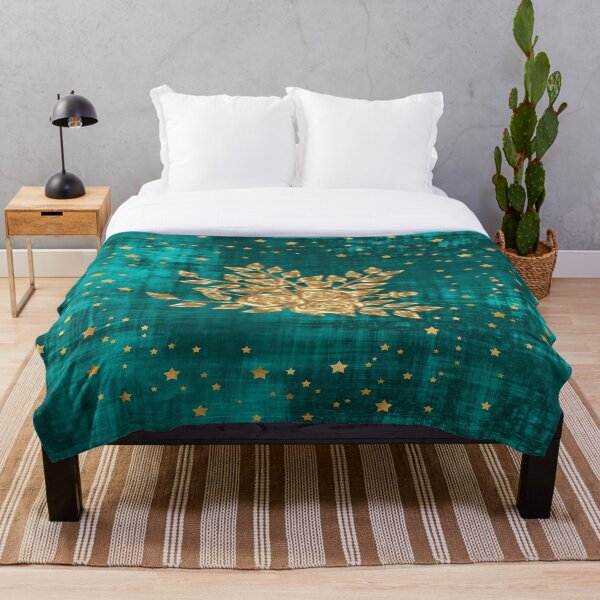 Item preview, GREEN ILLUSTRATION WITH FLOWERS AND GOLD STARS designed and sold by NADAYA.