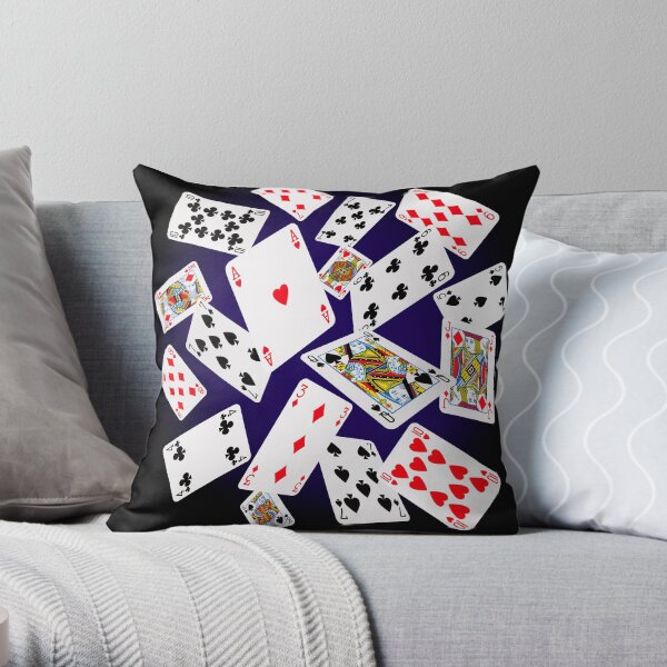 Falling Cards Throw Pillow