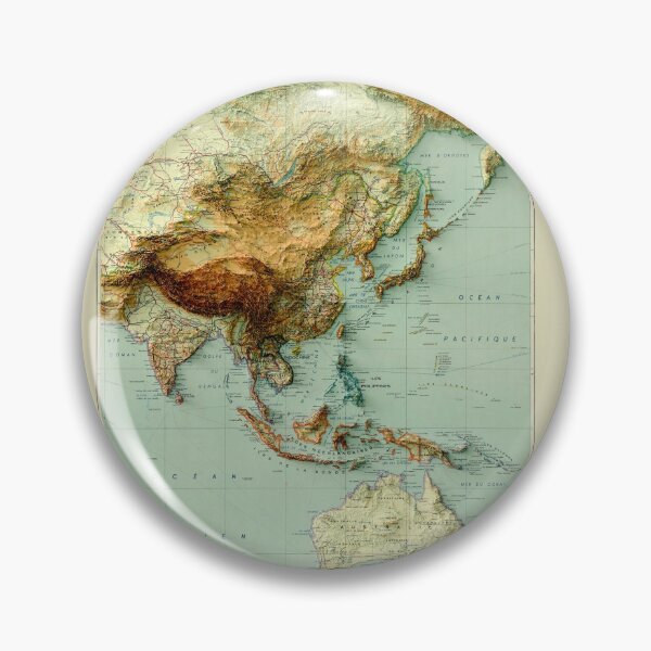 Item preview, 1939 Asia Australia Relief Map 3D digitally-rendered designed and sold by ThinkAboutMaps.