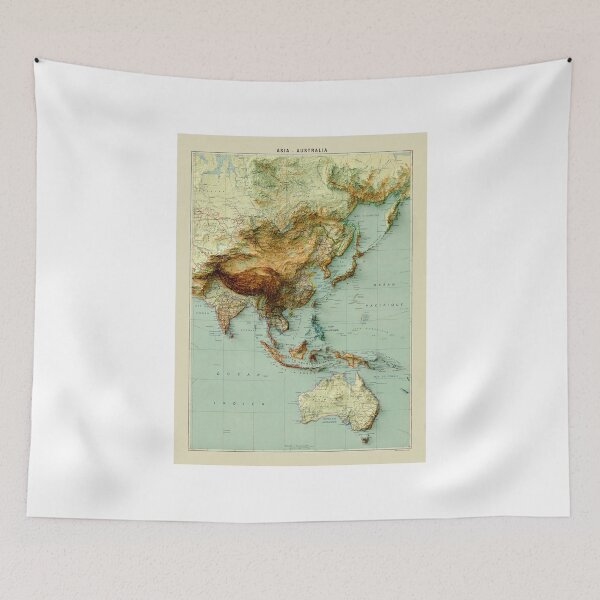 Item preview, 1939 Asia Australia Relief Map 3D digitally-rendered designed and sold by ThinkAboutMaps.