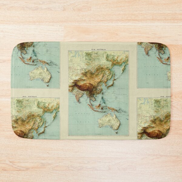 Item preview, 1939 Asia Australia Relief Map 3D digitally-rendered designed and sold by ThinkAboutMaps.