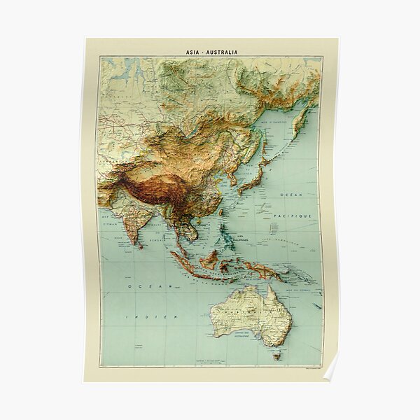 1959 Australia Relief Map 3D Digitally-Rendered" Poster By Thinkaboutmaps | Redbubble