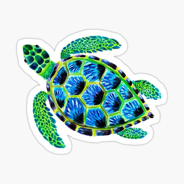 Psychedelic Green Sea Turtle in Acrylic Sticker